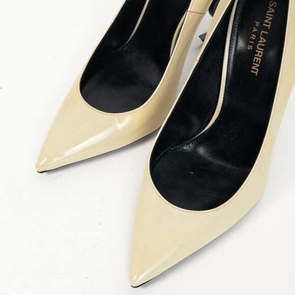 Saint Laurent Opyum Cream Patent YSL Cassandre Pointed-Toe Pumps - Picture 6 of 10